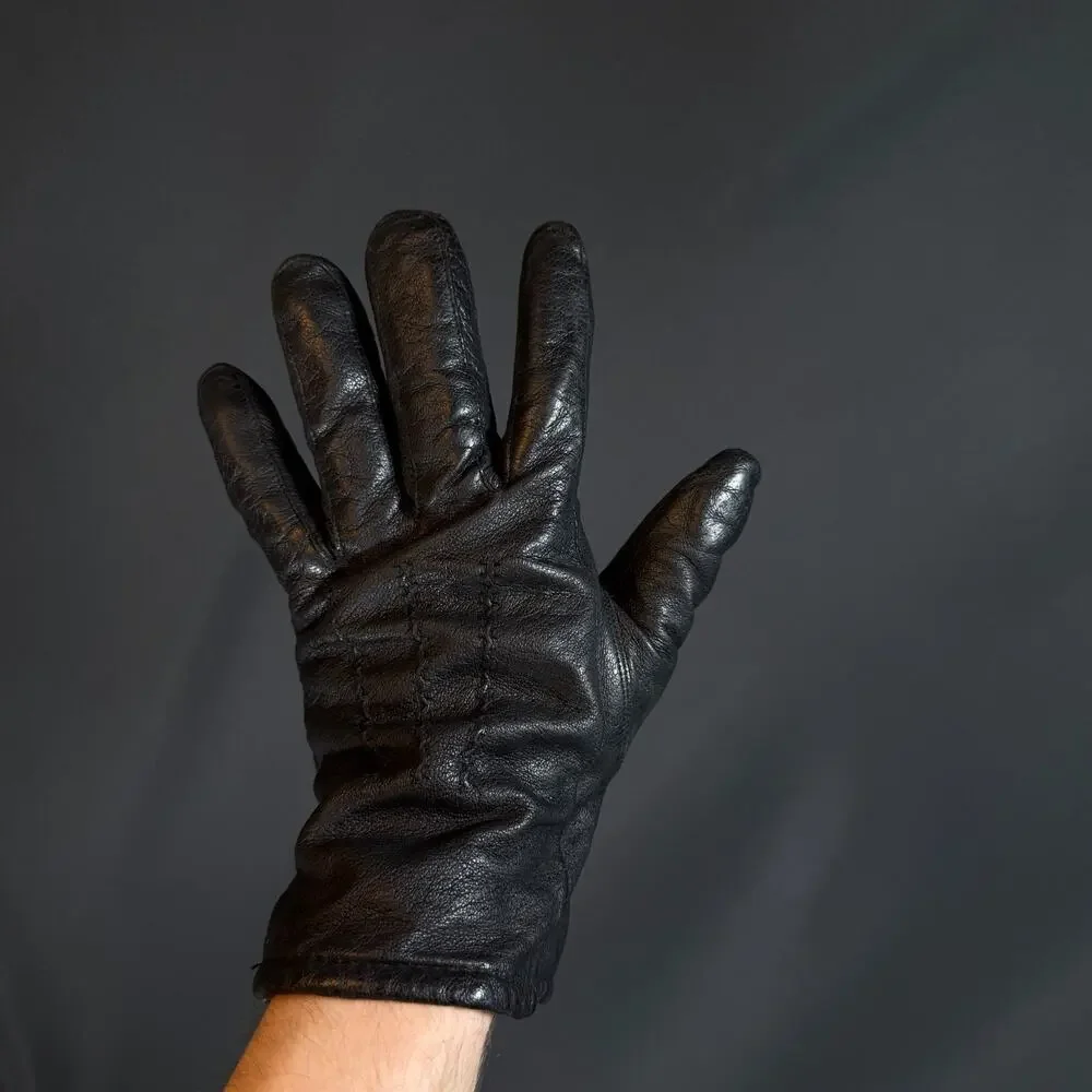 Wilsons Suede & Leather Black Gloves Size M Genuine Leather vintage